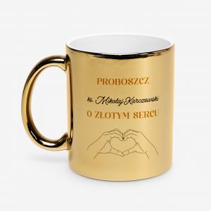 Personalizowany z�oty kubek dla proboszcza O Z�OTYM SERCU prezent dla ksi�dza kubek z�oty