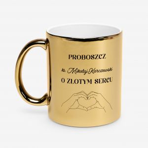 Personalizowany z�oty kubek dla proboszcza O Z�OTYM SERCU prezent dla ksi�dza kubek z�oty
