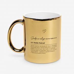 Personalizowany z�oty kubek SZEFOWA ZAMIESZANIA prezent dla niej prezent dla kobiety kubek z napisem