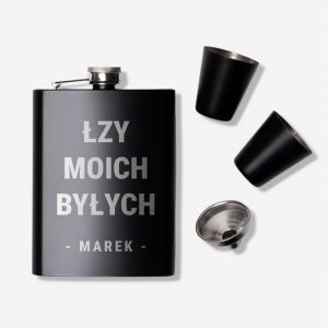 Piersi�wka z kieliszkami �ZY MOICH BY�YCH prezent dla m�czyzny piersi�wka z grawerem piersi�wka personalizowana