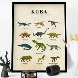 Plakat z dinozaurami