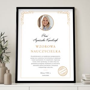 Plakat ze zdj�ciem WZOROWY NAUCZYCIEL prezent na zako�czenie roku szkolnego