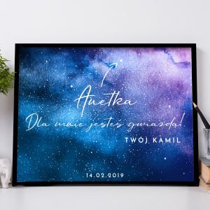 Plakat personalizowany 31x41 cm GWIAZDA prezent na Walentynki dla niej