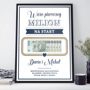 Plakat personalizowany 31x41 cm PIERWSZY MILION mieszny prezent na lub