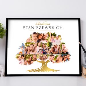 Plakat ze zdjciami w ramie DRZEWO GENEALOGICZNE NA PREZENT