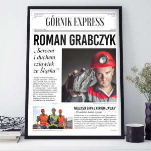 Plakat personalizowany GRNIK EXPRESS 31x41 cm prezent dla grnika prezent na Dzie Grnika prezent na Barbrk