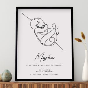 Plakat dla niemowlaka METRYCZKA NA CHRZEST