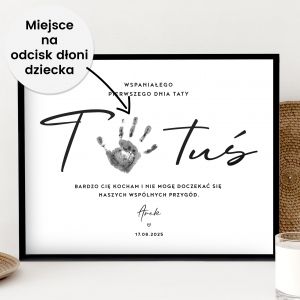 Plakat w ramce ODCISK DONI prezent na pierwszy Dzie Taty prezent dla taty prezent na dzie taty plakat dla taty