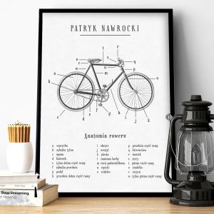 Plakat z rowerem personalizowany 31x41 cm ANATOMIA ROWERU upominek dla rowerzysty