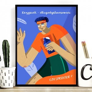 Plakat personalizowany 31x41 cm BIEGACZ prezent dla maratoczyka