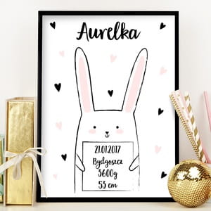 Plakat personalizowany 31x41 cm PREZENT NA NARODZINY CRKI