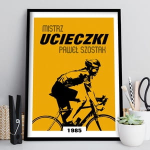Plakat personalizowany 31x41 cm MISTRZ UCIECZKI prezent dla rowerzysty szosowego