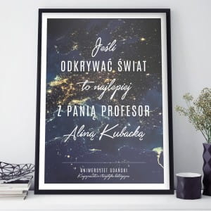 Plakat personalizowany 31x41 cm ODKRYWANIE WIATA prezent dla wykadowcy