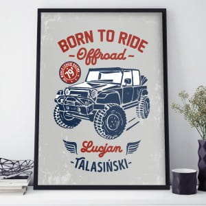 Plakat personalizowany 31x41 cm BORN TO RIDE prezent dla offroadowca