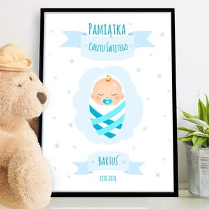 Plakat personalizowany 31x41 cm PAMITKA CHRZTU