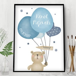 Plakat personalizowany 31x41 cm PREZENT Z OKAZJI NARODZIN CHOPCA