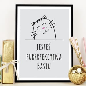 Plakat personalizowany 31x41 cm PURRRFEKCYJNA prezent dla fanki kotów