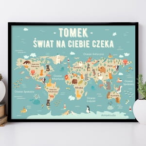 Plakat personalizowany 31x41 cm WIAT prezent na Dzie Dziecka