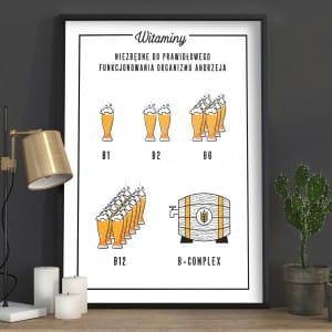 Plakat personalizowany 31x41 cm WITAMINY prezent dla piwosza
