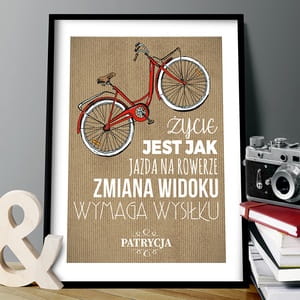 Plakat z rowerem personalizowany 31x41 cm PREZENT DLA ROWERZYSTKI