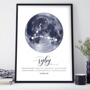 Plakat w ramie personalizowany ZNAK ZODIAKU ryby