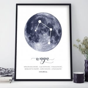 Plakat w ramie personalizowany ZNAK ZODIAKU waga