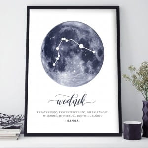 Plakat w ramie personalizowany ZNAK ZODIAKU wodnik