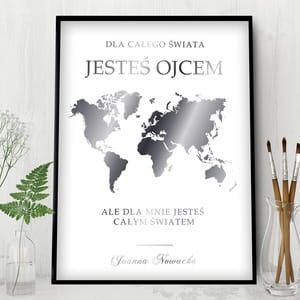 Plakat z uszlachetnieniem PREZENT DLA OJCA srebrny