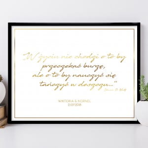 Plakat z uszlachetnieniem zoty CYTAT prezent dla zakochanych