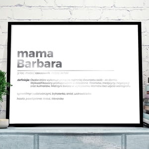 Plakat srebrny DEFINICJA prezent na Dzie Mamy