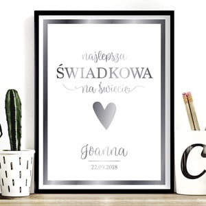 Plakat z uszlachetnieniem PODZIKOWANIE DLA WIADKOWEJ srebrny
