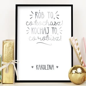 Plakat personalizowany srebrny RB CO KOCHASZ prezent dla dziewczyny