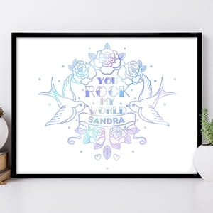 Plakat holograficzny ROCK prezent walentynkowy