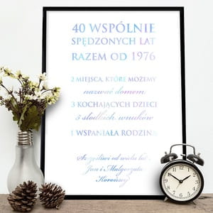 Plakat z uszlachetnieniem PREZENT NA 40 ROCZNIC LUBU holo