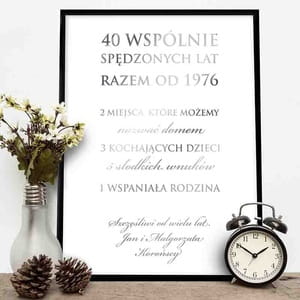 Plakat z uszlachetnieniem PREZENT NA 40 ROCZNIC LUBU srebrny