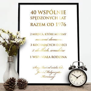 Plakat z uszlachetnieniem PREZENT NA 40 ROCZNIC LUBU zoty