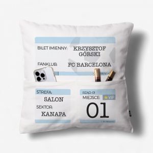 Poduszka z kieszeniami BILET prezent dla kibica