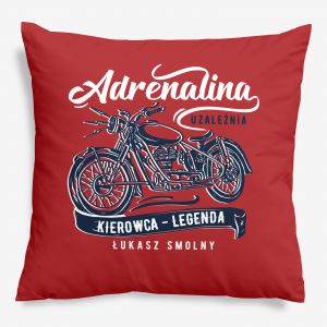 Poduszka z nadrukiem ADRENALINA prezent dla kumpla  poduszka dla fana motoryzacji  poduszka dekoracyjna