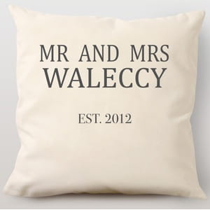 Poduszka z własnym nadrukiem MR AND MRS prezent dla pary