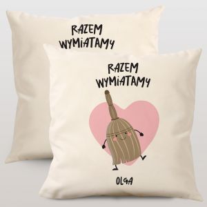 Personalizowane poduszki na rocznic lubu RAZEM WYMIATAMY