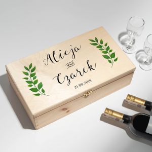 Podwjna personalizowana skrzynka na wino GAZKI prezent na rocznic lubu prezent na lub