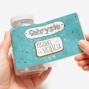 Pojemnik na cukierki z personalizowan� etykiet� SZCZʦCIE prezent dla przyjaci�ki prezent dla niej