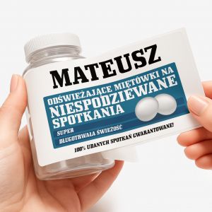 Pojemnik na cukierki z personalizowana etykiet� UPOMINEK DLA SINGLA prezent dla singla