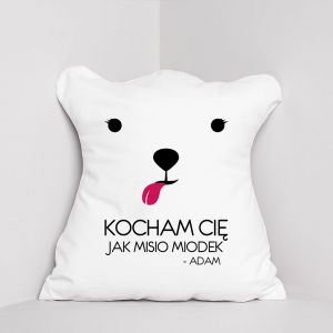 Prezent na Walentynki dla niej JAK MISIO MIODEK poduszka personalizowana 