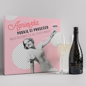 Prosecco z kieliszkami KREATYWNY PREZENT NA URODZINY DLA DZIEWCZYNY