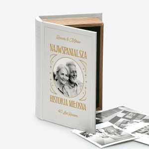 Pudeko na zdjcia w ksztacie ksiki HISTORIA MIOSNA prezent na rocznic prezent na 40 rocznic lubu