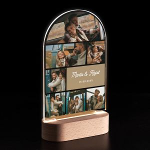 Ramka LED z drewnianym stojakiem WSPLNE CHWILE prezent na walentynki prezent walentynkowy ramka z grawerem