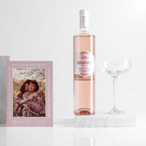 Różowe wino + kartka ze zdjęciem ZESTAW PREZENTOWY DLA MAMY