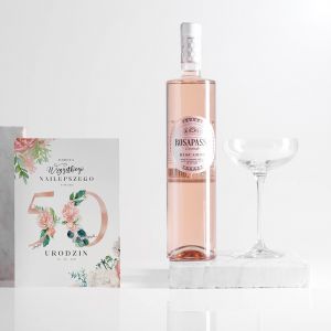 Różowe wino Rosapasso + kartka urodzinowa PREZENT NA 50 URODZINY DLA MAMY 