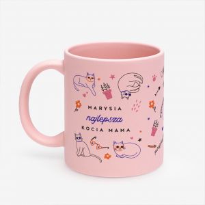 R�owy KUBEK KOCIARY prezent dla kociej mamy prezent dla mi�o�nika kot�w prezent dla kociary